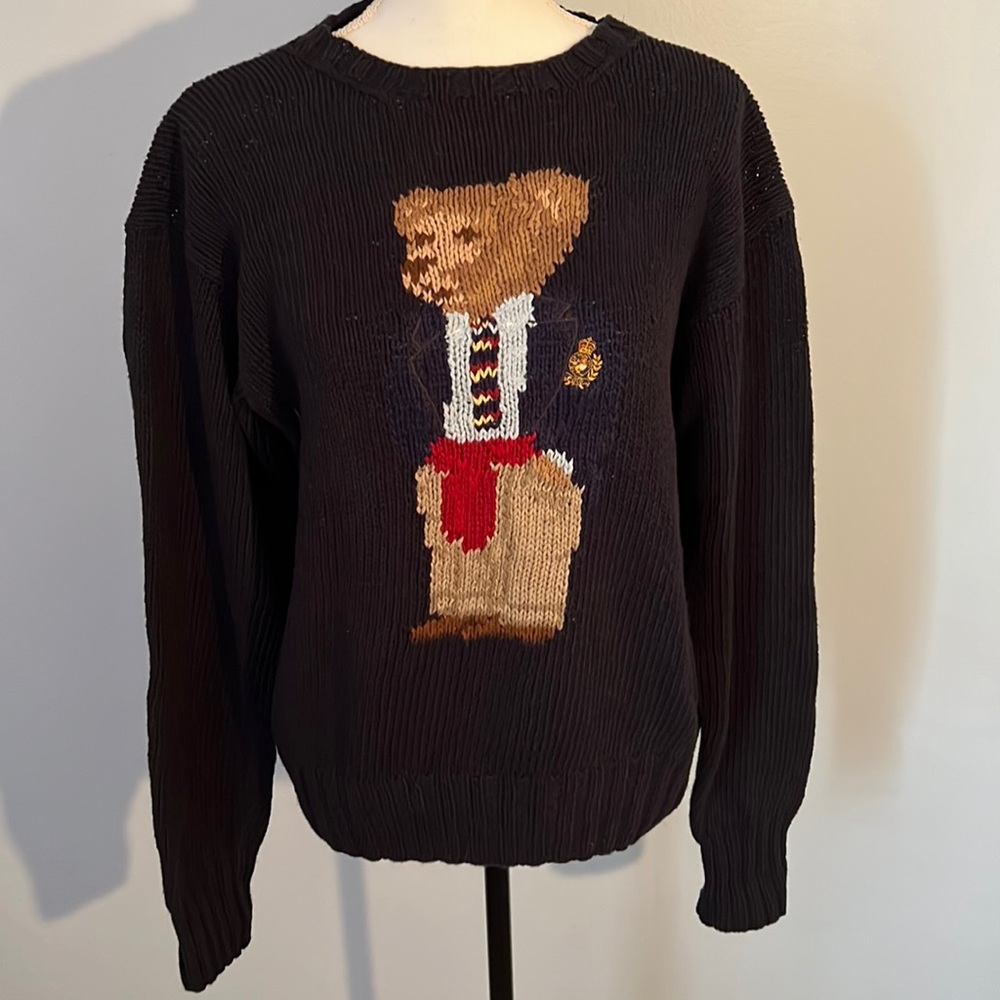 Rare Ralph Lauren Navy Polo Bear Sweater - Vintage Collectors Item Men’s S
